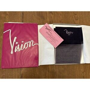 Visions Garter Stockings Seamless Nylon Hosiery Size 9 Navy NIB Vintage 1 Pair